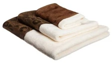  Zambia Animal Print 3 Piece Towel Set, Classic Luxury Contemporary Decor 
