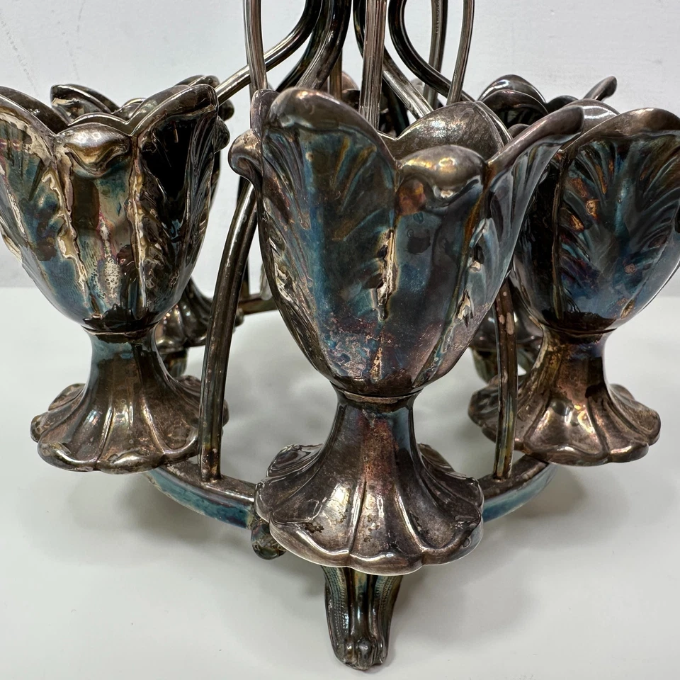 Porta huevos Sheffield georgiano temprano plateado 6 tazas de huevos excelente Foto 3 de 4