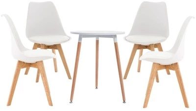 CLP Sitzgruppe Lamalie Tisch Amalie Ø 60 cm + 4x Stuhl Linares Essgruppe modern