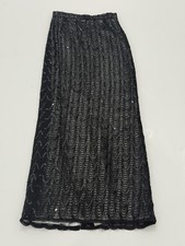 Vintage Black Sequin Midi Skirt with Silver Lining Evening / Party Skirt