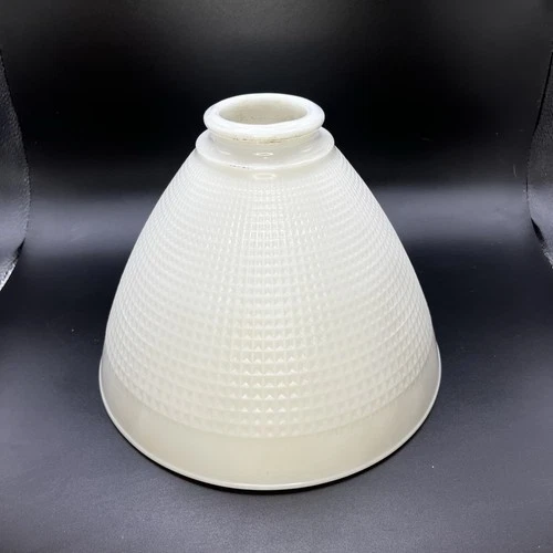 Vtg Milk Glass Torchiere Lamp Shade Waffle Pattern Diffuser