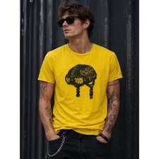 Rivet de Cru Mens Yellow Acid Wash Motorcycle Helmet Graphic T-Shirt 4XL New