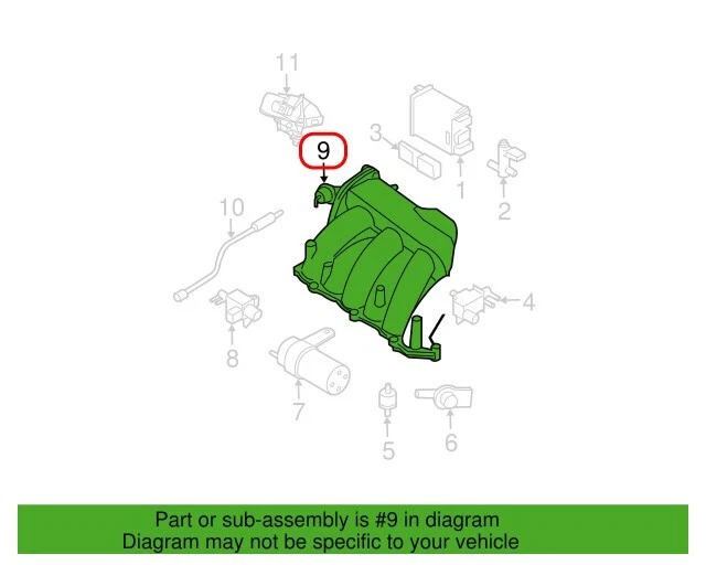 Válvula de presión de alimentación de admisión Nissan OEM 14510-8J19E para Murano Máxima Altima Foto 3 de 4
