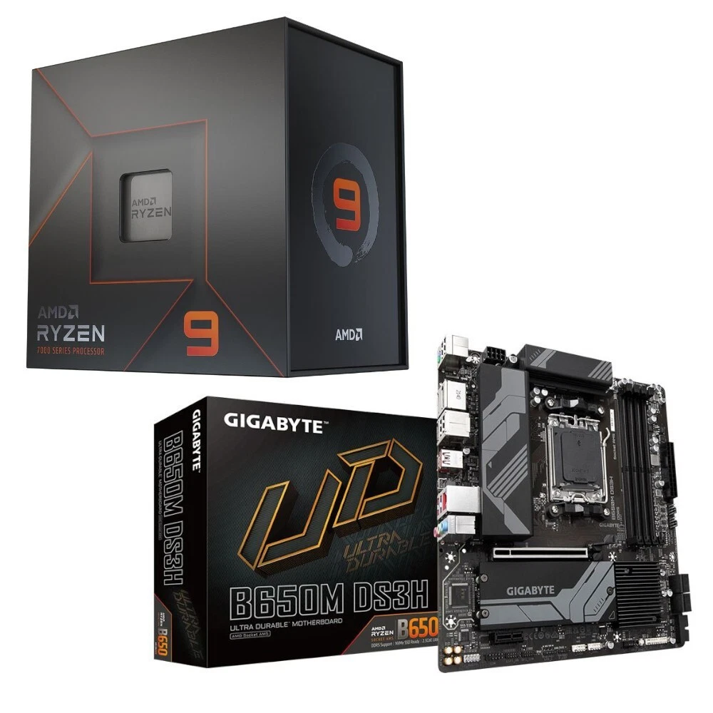 AMD Ryzen 9 7900X CPU + Gigabyte B650M DS3H DDR5 AMD AM5 mATX