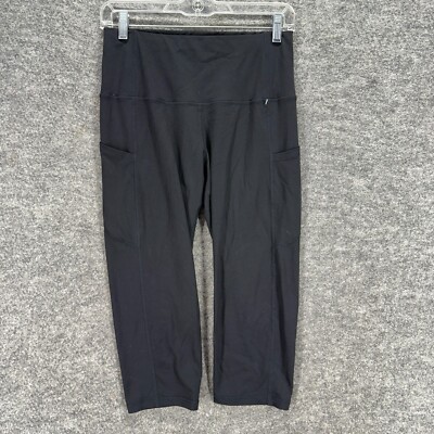 Unbranded Activewear Leggings Women M Black Mid Rise Capri Skinny Pull On