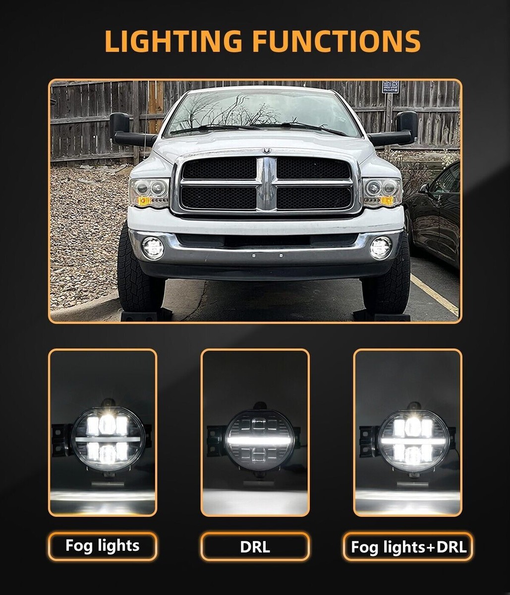 CHROME HEADLAMPS+AMBER LENS BUMPER FOG LAMP DRL DRIVING KIT FOR 02