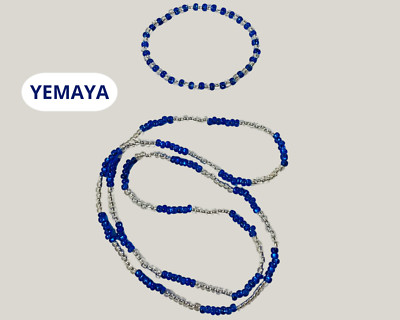 ILDE YEMAYA Y COLLAR SANTEROS.RELIGION YORUBA.SET DE SANTOS,ENVIE MEDIDA MUÑECA