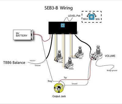 TONE MONSTER SEB3-B Bass Guitar Preamp Balance Volume Treble TONE MONSTER SEB3-B Bass Guitar Preamp Balance Volume Treble
