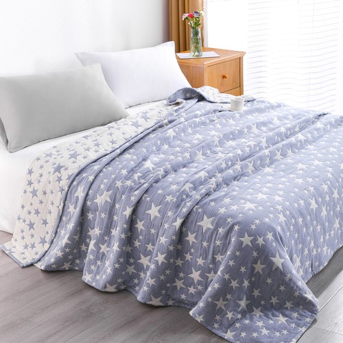 Manta de cama de tres capas 100 % algodón muselina tiro con peso doble queen king - Imagen 37 de 73