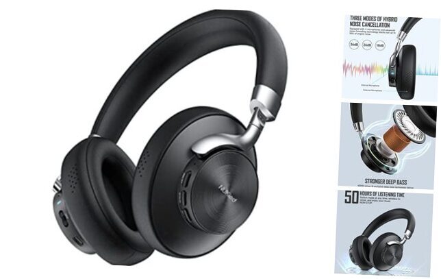 Active Noise Cancelling Headphones Over Ear with Three Hybrid Modes, up to-image