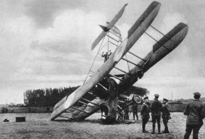 British Vickers Vimy biplane crashed south-west of Lille France WW- Old Photo