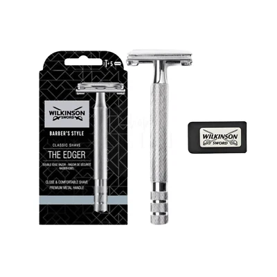 Wilkinson Sword Classic Edelstahl Rasierhobel + 5 Double Edge Rasierklingen