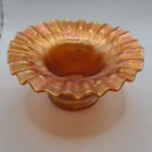 Carnival glass orange iridescent crimped ruffled edge bowl.  Vintage. EUC