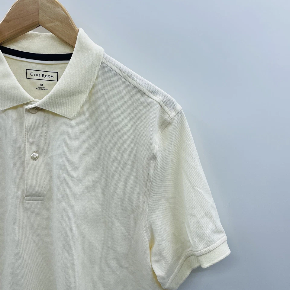 Camisa polo masculina pique manga curta algodão tamanho médio Club Room creme 1831 - Imagem 3 de 4