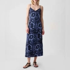 GAP - BLUE HUES TIE DYE SLIP DRESS MIDI SUMMER PULL-OVER DRESS - SZ S