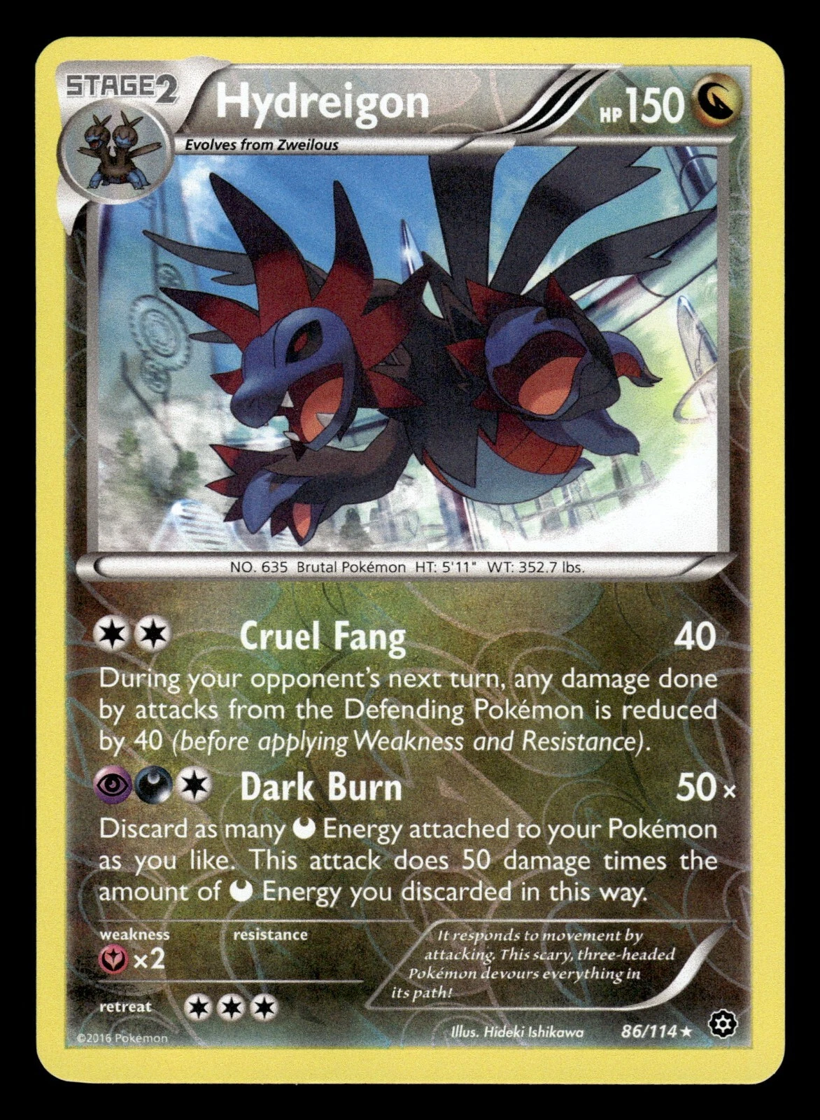 Hydreigon 86/114 Reverse Holo XY Steam Siege Pokemon Card