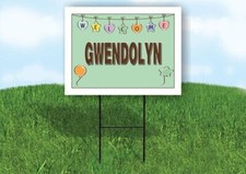GWENDOLYN WELCOME BABY GREEN 18 in x 24 in Yard Sign Road Sign with Stand