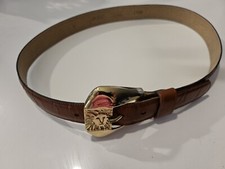 Ann Klein Vintage Brown Croc Belt Gold Buckle Sz M