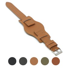 DASSARI Military Leather Bund Watch Band Cuff Strap 18mm 20mm 22mm 24mm