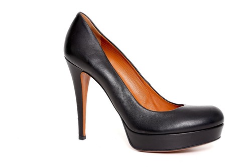 Gucci Z1644* Women's Black Leather Platform Round Toe Pumps Size 38.5 / 8.5 US - Picture 4 of 8