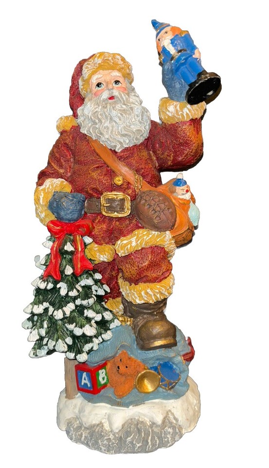 Santa Figurine Statue Ceramic Christmas Tree Presents 13” Old World