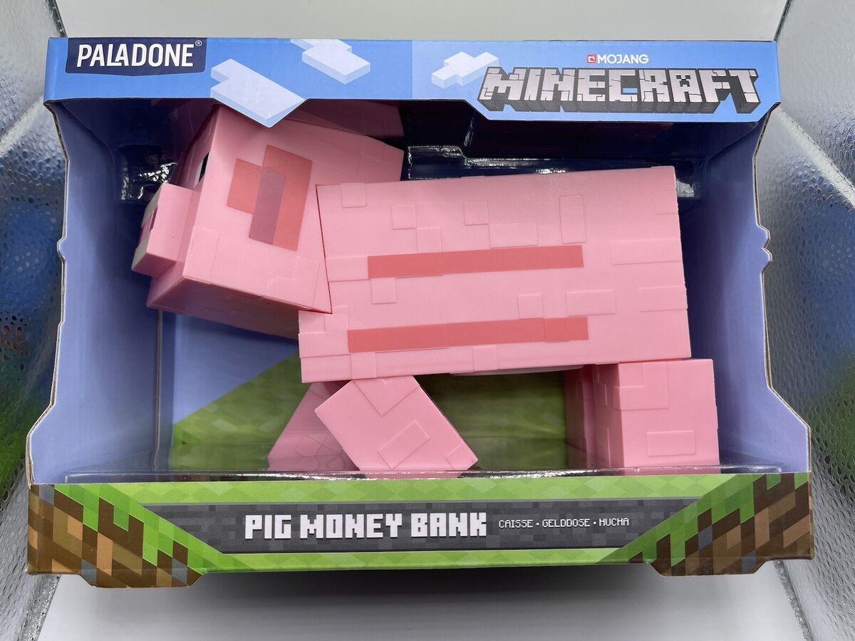 Minecraft Pig Ceramic Piggy Bank, 100% Ceramic, Pink, Mojang 