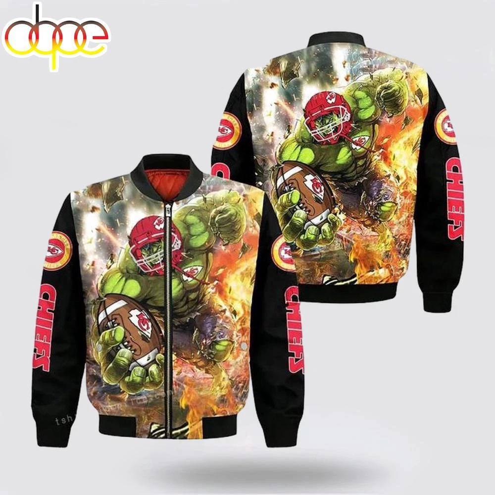 football Kansas City Chiefs Hulk All Over Print Bomber Jacket