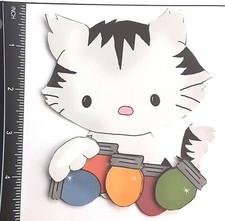 3D Cat Kitten Holding Holiday Lights CUSTOMER APPRECIATION Embellishment 285