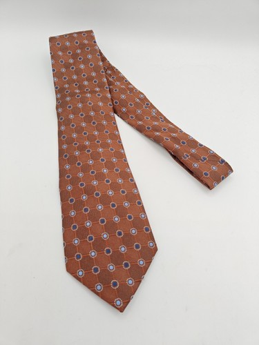🇺🇲 Jos A Bank Handmade Silk Tie 58x3 3/8 Brown Geometric - Picture 4 of 4