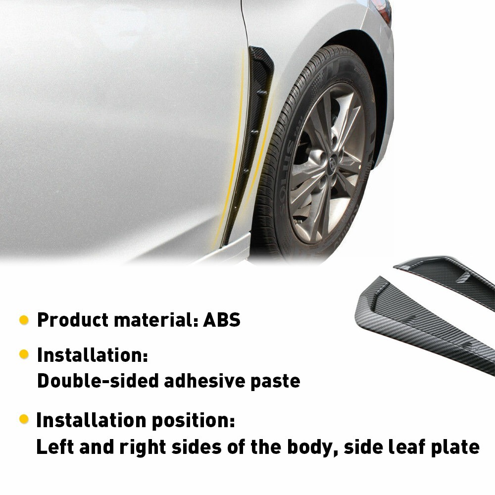 2pcs Carbon Fiber Car Side Fender Vent Air Wing Cover Trim Exterior