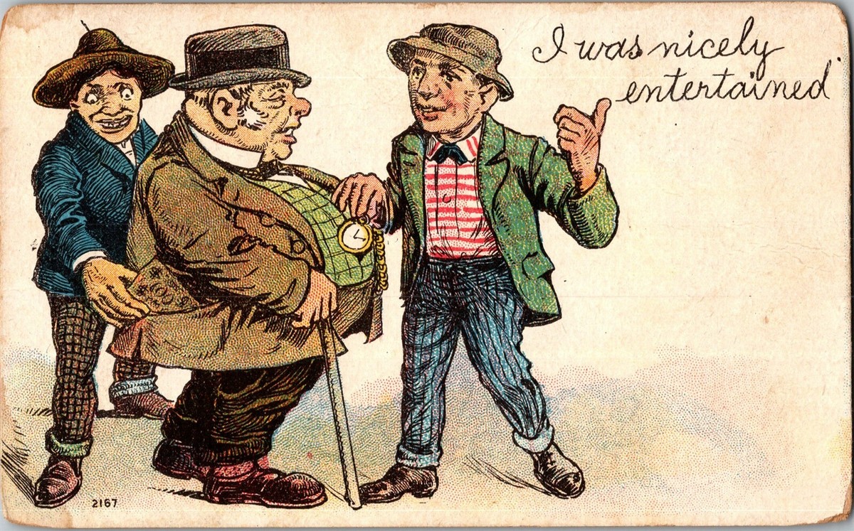 Comic, Distracted Man Targeted by Pickpockets Thieves Vintage