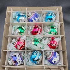 Shiny Brite Christopher Radko 2" Glass Christmas Ornaments - Vintage Mini Set 12