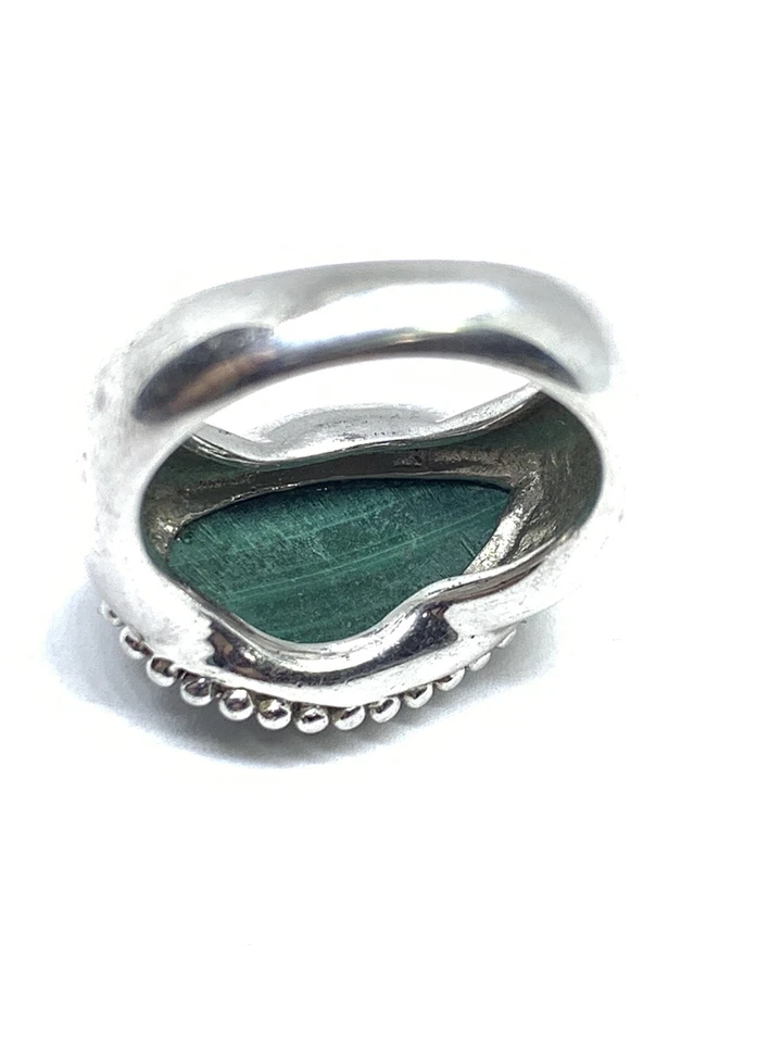 Impresionante Anillo Lágrima Malaquita Firmado KN Talla 7 Plata de Ley 925 QVC Foto 3 de 4
