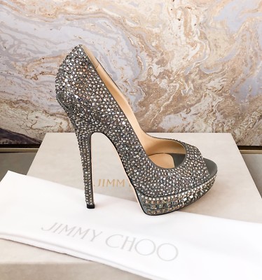 Rare Jimmy Choo Kendall Multicolor Crystal Peep Toe Pump