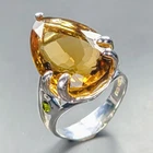 27 ctHandmade Natural Citrine Quartz Ring 925 Sterling Silver Size 8 /R452750