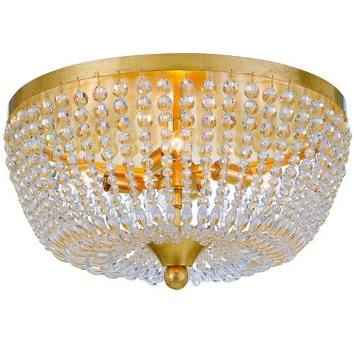 Rylee 4-Light 18" Ceiling Light in Antique Gold with Clear Glass Beads Crystals - Picture 2 of 2