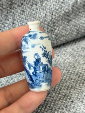 A Fine Chinese Blue and White Figural Snuff Bottle, 19th Century