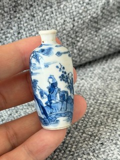 A Fine Chinese Blue and White Figural Snuff Bottle 19th Century