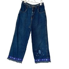 Disney Vintage Winnie The Pooh Fringe Jeans Girls Size 14 Metallic
