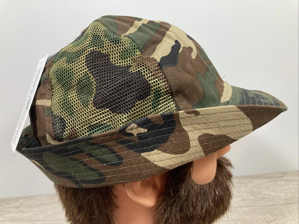 VTG Mesh Woodland Camo Jones Hunting Bucket Boonie Hat Fedora XL Korea Cotton - Image 2 of 4
