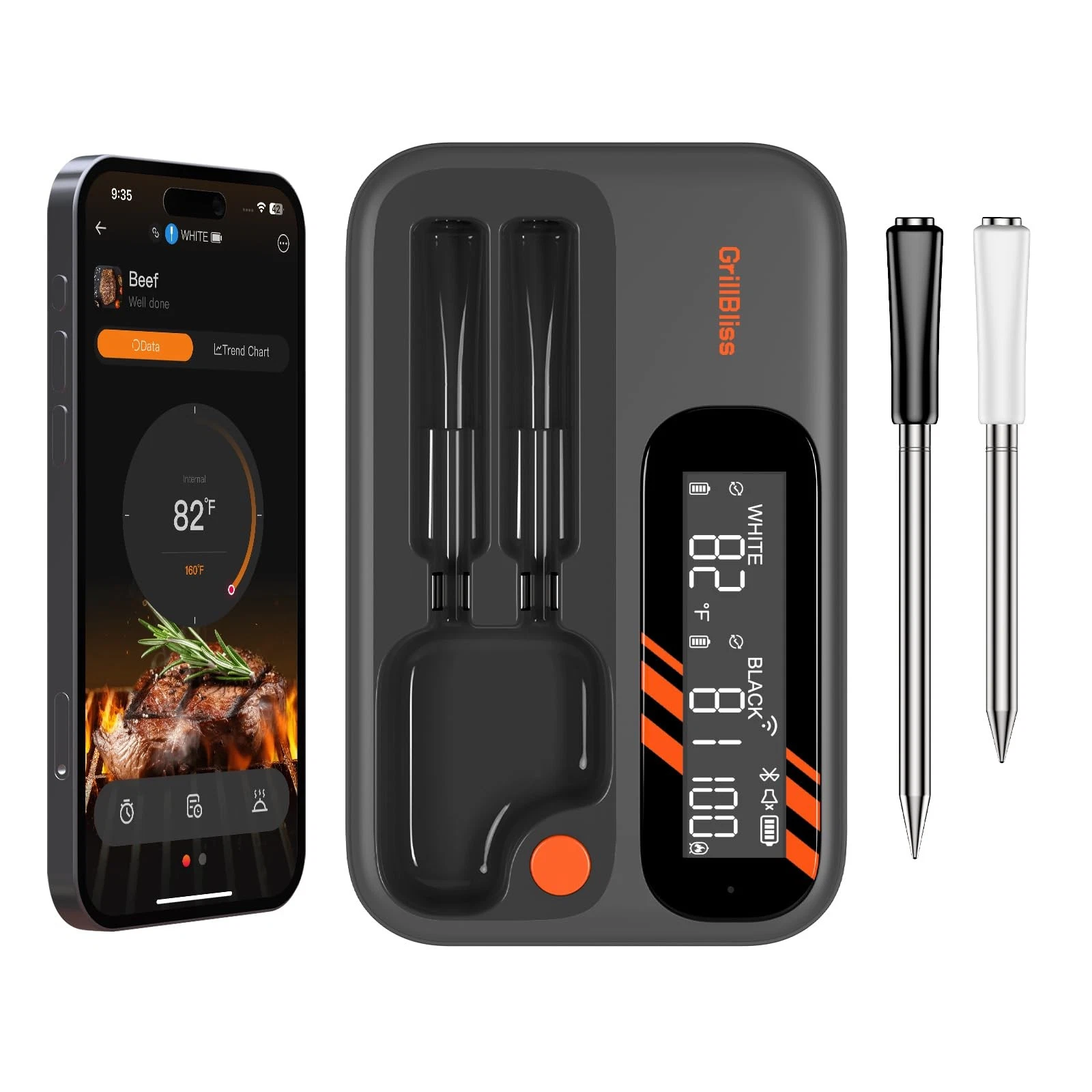 Wireless Meat Thermometer - 5G Wi-Fi and 5.4 Bluetooth Meat Thermometer Digit...