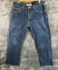 Levi’s 505 Regular Fit Jeans W33 x L30 Made in USA Dark Wash ausgefranster Saum Vintage