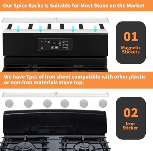 30" Silicone Magnetic Stove Top Shelf - Spice Rack for Kitchen Organization