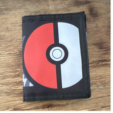 Pok mon Pikachu Trifold Folding Wallet Logo Pattern Black Yellow Red White