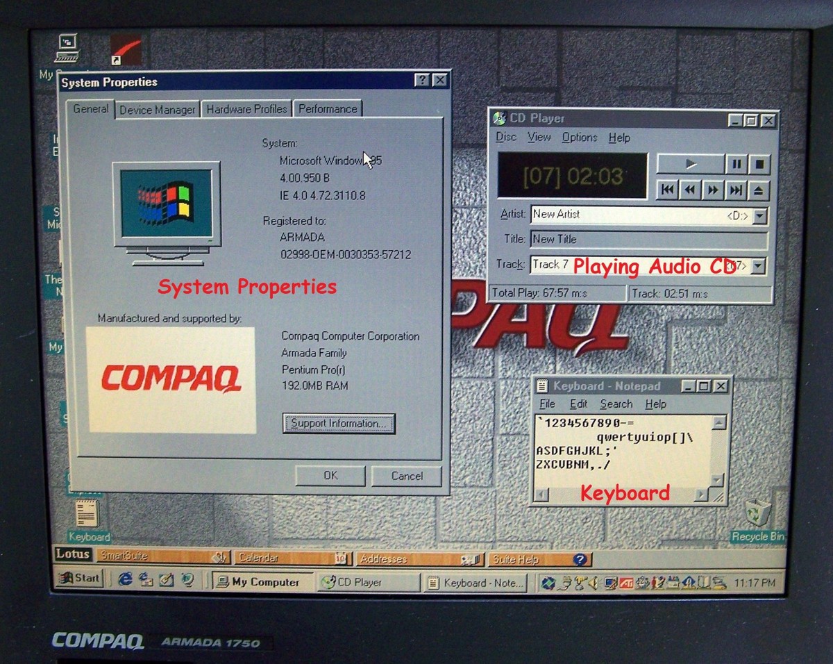 Vtg Compaq Armada 1750 Intel P2 Windows 95 Serial Parallel- ΝΟ