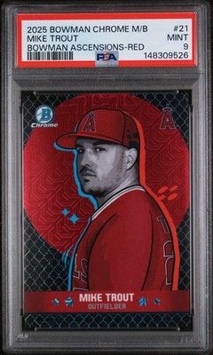2025 Bowman Chrome Ascensions MIKE TROUT RED Parallel SSP Case Hit /5 PSA 9