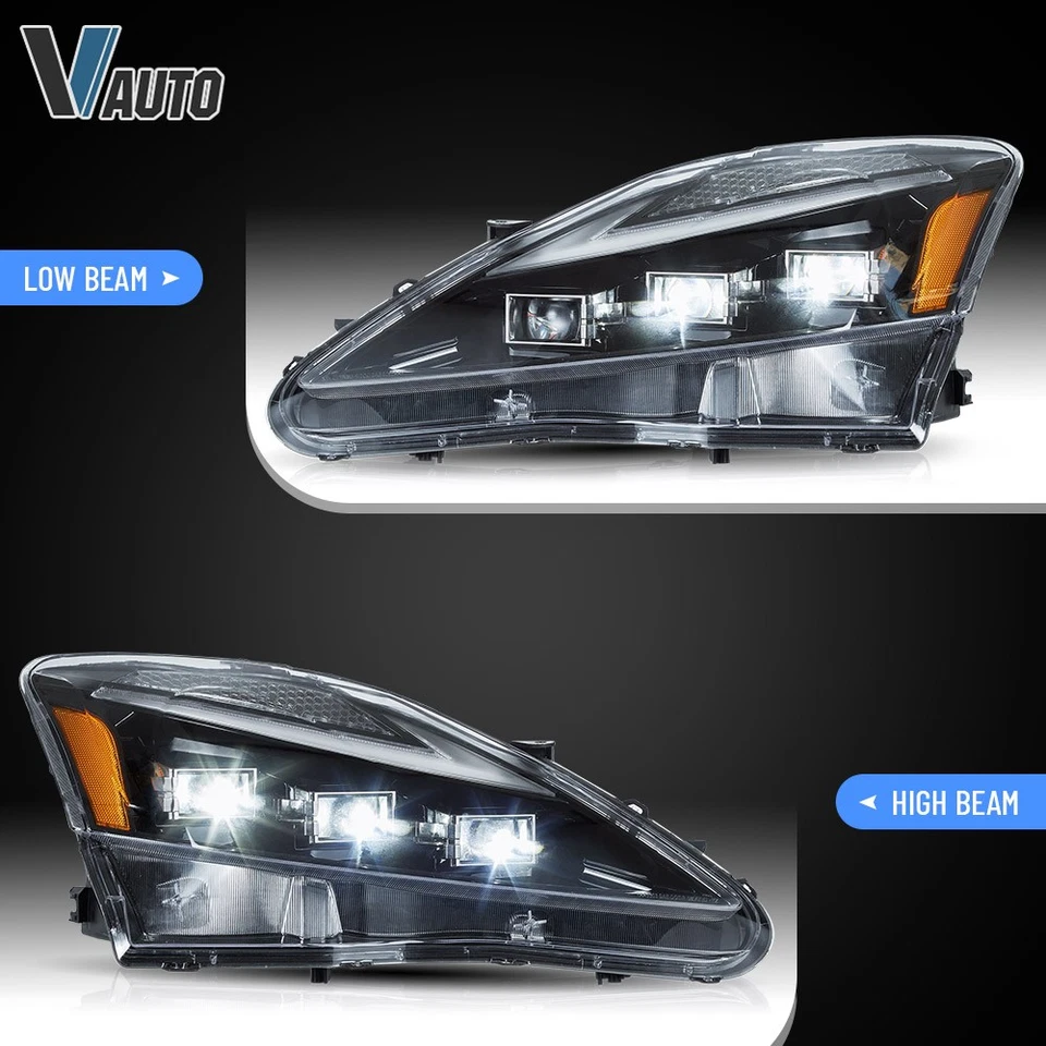 LED Projector Headlights For Lexus IS 250 350 IS F Amber Marker Sequential Pair - Image 4 of 4
