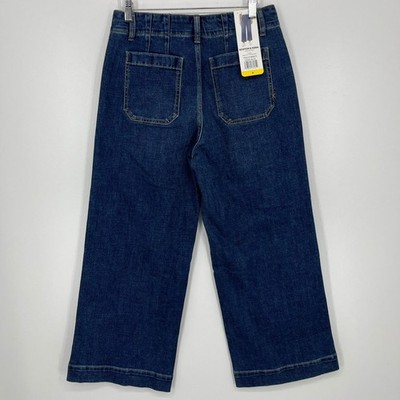 Scotch & Soda Amsterdam Women Dark Blue High Rise Wide Leg Cropped Jeans 6 NWT
