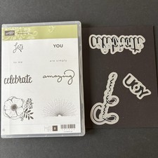 Stampin Up Amazing You Flower Words Cling Rubber Stamps Thinlit Dies 147215