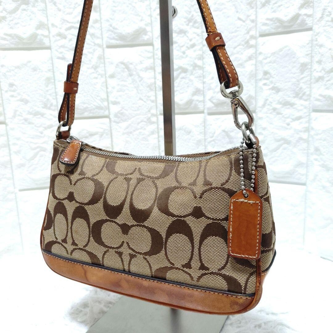 バッグ COACH Signature Striped Accessory Pouch COACH Handbag